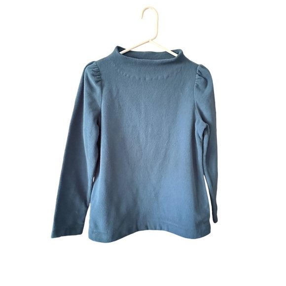 Talbots Teal Blue Puff Sleeve Fleece Sweatshirt Size S Medium Mock Neck - Picture 9 of 11